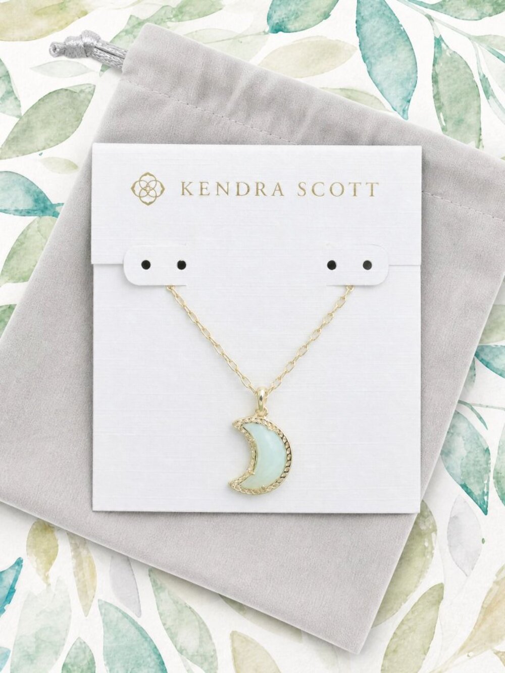 Kendra Scott Moon Gold White Opalescent Resin Necklace NEW